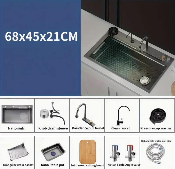 Waterfall Smart Stainless-Steel Sink – Gun Gray - Image 2